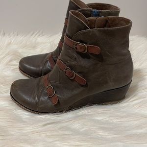 Olive green leather boots